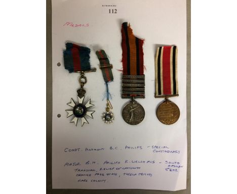 Four interesting Medals: 5 bar South African Medal Queens South Africa Medal , Transvaal, Relief of Ladysmith, Orange Free St