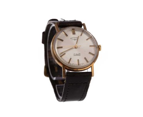 GENTLEMAN'S ROTARY MANUAL WIND WRIST WATCH,the round silver coloured dial with applied baton hour markers, outer seconds trac