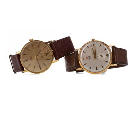 GENTLEMAN'S UNO GOLD PLATED MANUAL WIND WRIST WATCH,the round cream dial with Arabic and wedge hour markers, 32mm case, with 