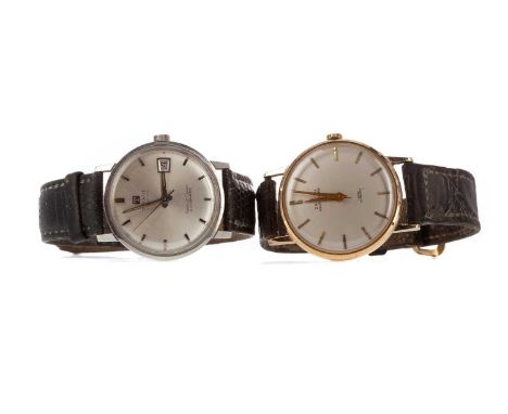 GENTLEMAN'S ZENITH NINE CARAT GOLD AUTOMATIC WRIST WATCH,the round cream dial with baton hour markers, 34mm case with persona