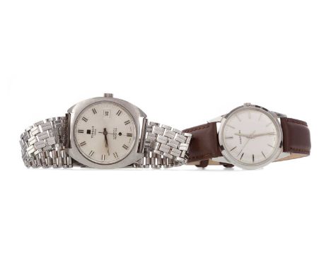GENTLEMAN'S GARRARD STAINLESS STEEL AUTOMATIC WRIST WATCH,the round silver coloured dial with applied baton hour markers, out