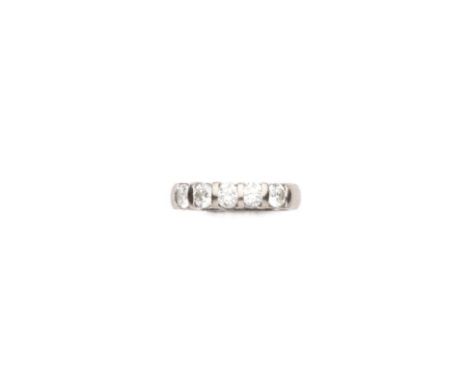 DIAMOND HOOP RING claw set with five brilliant-cut diamonds, ring size I
