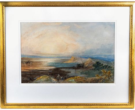 Paul Jacob Naftel, RWS (British, 1817-1891), Cockle pickers on the Solway Firth from Scotch side, watercolour, signed lower l