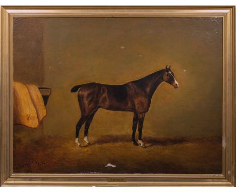 Edward Garraway (Irish, late 19th century), Portrait of the mare 'Prince' in a stable, oil on canvas, signed 'E. Garraway' an
