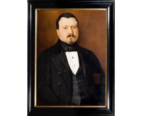 Continental School (late 19th century), Portrait of a seated gentleman, half length, with goatee beard, in a black coat and w