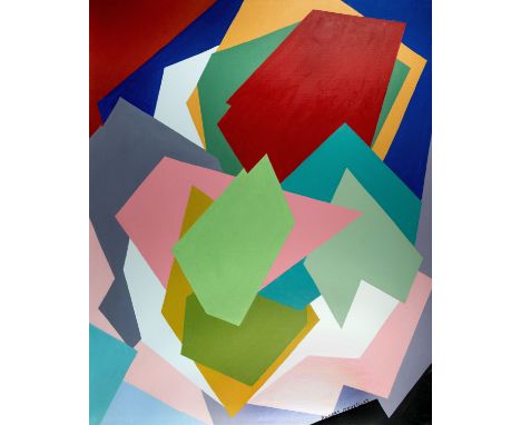 Robert Gustave Mouzillat (French, 1913–2010), 'Paris Juin 1988' , abstract oil on canvas, signed lower right and titled verso