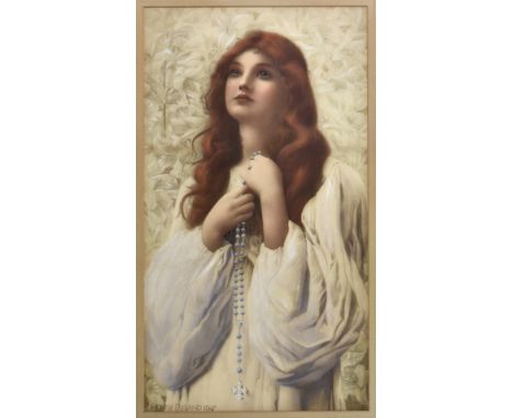 After Henry Ryland (British, Pre-Raphaelite school, 1856-1924), 'Aspiration' hand coloured print, signed and dated 1897 to pl