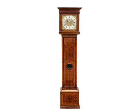 A William and Mary walnut and marquetry eight-day longcase clock, John Clowes, London, circa 1690, the five finned-pillar out