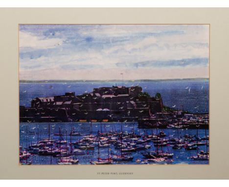Harold Riley (British, b.1934), Castle Cornet, 'St Peter Port, Guernsey', mixed media - print with handpainted embellishment 