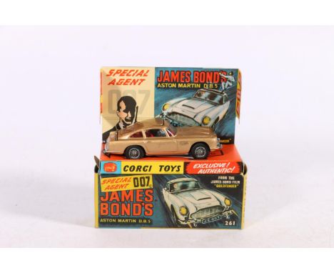 Corgi Toys 261 diecast Special Agent 007 James Bond's Aston Martin DB5 from the James Bond Film Goldfinger with two bandit fi