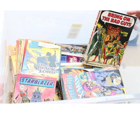 A box of vintage comics to include Toxic (1991), 200AD Judge Dredd (1988-1992), Marvel and DC Comics including Guardians of t