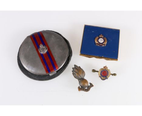 Art Deco silver and enamel compact with Royal Engineers crest by&nbsp;Goldsmiths &amp; Silversmiths Co Ltd, Birmingham 1934, 