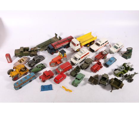 Dinky Toys playworn diecast model vehicles including Supertoys Foden Regent tanker, 279 Aveling-Barford Diesel Roller, Thorny