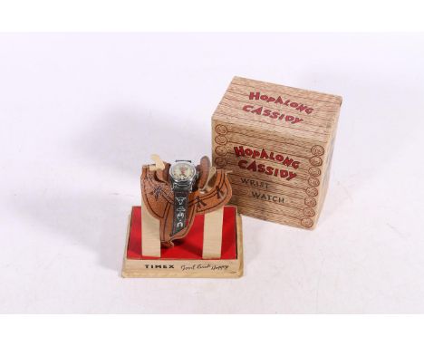 Timex Hopalong Cassidy wrist watch, on saddle stand, boxed.&nbsp; 
