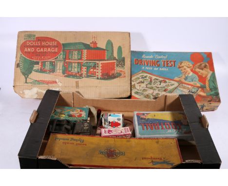 Mettoy 6255 tinplate 'Metal Dolls House and Garage' boxed, a vintage board game 'Remote Control Driving Test' boxed, a Griffo