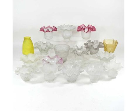A collection of eighteen various glass light shades, highest 14cm
