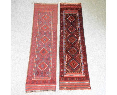 A Persian runner, 234 x 64cm, together with another 233 x 60cm (2)