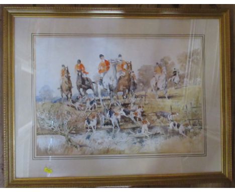 J Dennison, watercolour, hunting scene, 15ins x 20.5ins