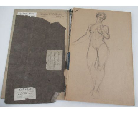 Drawings by Winifred E Ballard and her brother, 1907, a sketch book of approximately 20 pages, some double sided, portrait an