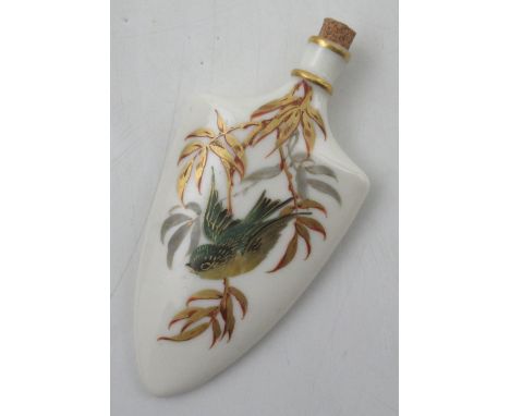 A Royal Worcester scent flask, decorated in shot silk colours, with a bird with exfoliate colours, probably by Hopewll&nbsp;C