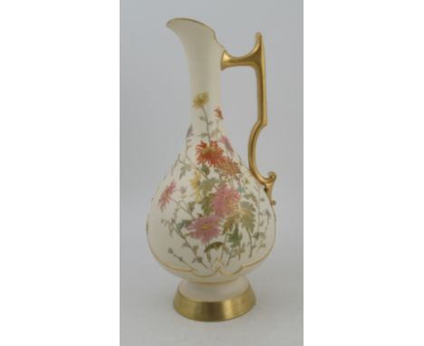 A Royal Worcester gilded ivory ewer, decorated with shot silk flowers, shape No 1040, height 30.25ins&nbsp;Condition Report: 