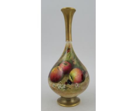 A Royal Worcester vase, decorated half round with painted fruit shape by Ricketts, number H307, height 8ins&nbsp;Condition Re