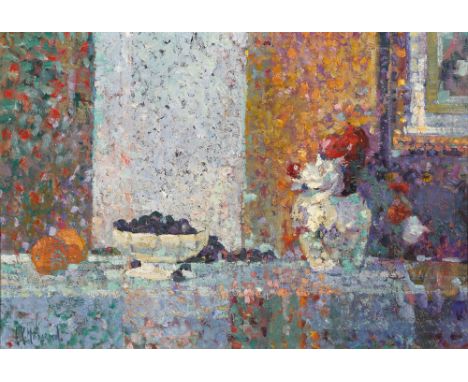 Arthur K. Maderson (b.1942) INTERIOR STILL LIFE WITH FRUIT oil on board signed lower left Whyte's, 9 October 2001, lot 108;Pr