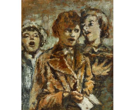 William Conor OBE RHA RUA ROI (1881-1968) THREE SINGERS oil on canvas Collection of George and Maura McClelland 'Children of 