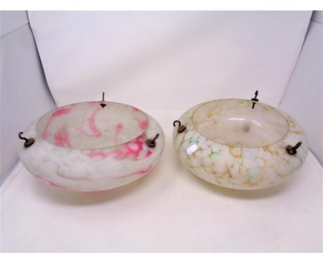 Two early 20th century coloured glass light shades  