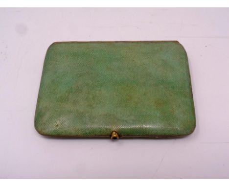 Exotic Art Deco French Shagreen and gilt metal mounted cigarette case, circa 1925 Parisian Made.  