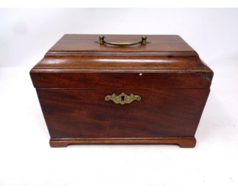 A Fine George III Mahogany Tea Caddy, circa 1775, the original patinated mahogany with original gilt metal escutcheon, openin