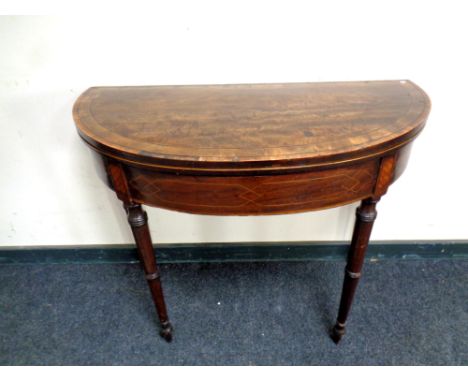 A 19th century D-shaped card table, width 91 cm  