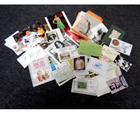 A large quantity of ephemera including signed photographs, letters, sporting memorabilia, first day cover, greetings cards et
