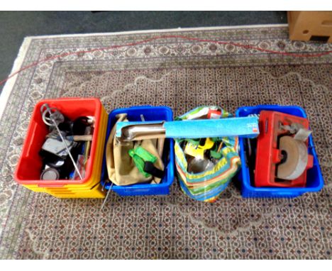 A large quantity of tools, approximately four boxes containing hand tools, wall light etc  