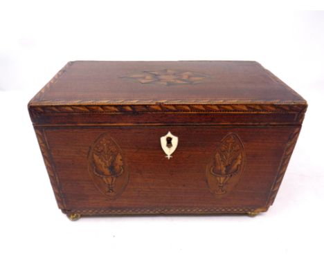 A 19th century inlaid mahogany tea caddy  