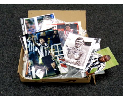 A large quantity of signed football ephemera, signed photographs, Newcastle United related and others 