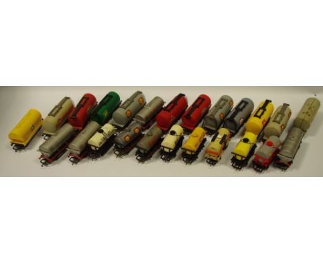 Hornby 00 gauge small and large tanker wagons including Texaco, Esso, BP, DJS, ICI etc. (24)