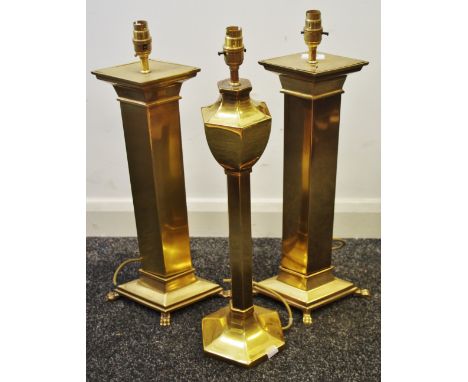 Lighting - three large brass lamp bases 