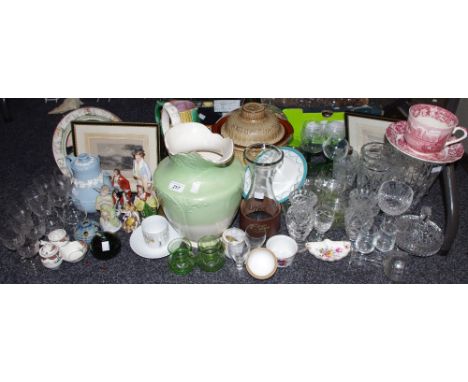 Ceramics &amp; Glass - Wedgwood Queens ware teapot;Webb Corbert flared cylindrical crystal vase;others; part cut glass, cryst