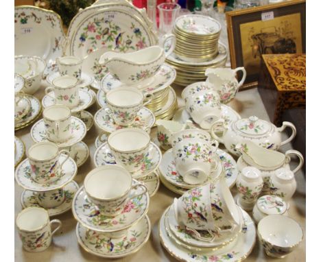 An Anysley Pembroke pattern part dinner service comprising plates, side plates, bowls, sauce boat, coffee/teacups &amp; sauce