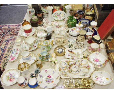 Miniatures - a Hammersley tea set on stand; Lime House Studio hand painted teapot and cabinet cup and saucer;decorative ceram