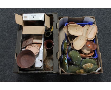 Donald James White : Two crates of various pottery and ceramic items from the artist's studio.  (Q)  