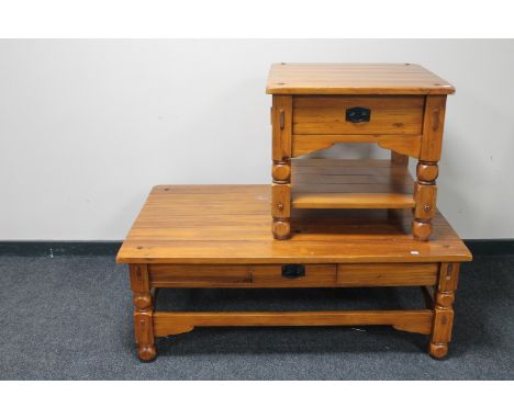 A contemporary Barker &amp; Stonehouse hardwood coffee table with matching lamp table 