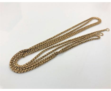 A yellow metal rope twist chain, apparently unmarked, length 118cm CONDITION REPORT: 30.3g