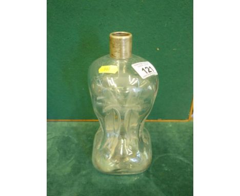 Silver topped wasted drinks decanter inscribed Ora Ero Nobis, 1780 gifted to ED on June 4th 1891, silver collar on decanter, 
