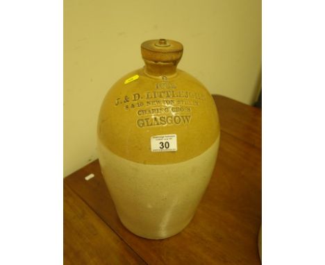 J & D Littlejohn, 8 -10 Newton Street Charing Cross Glasgow, Arrowfield pottery Glasgow, a single handled Flagon, has been co