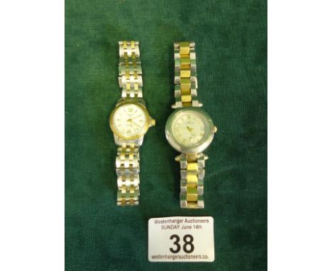 Ladies Steel and gold coloured Tissot watch with bracelet strap, stainless steel and a similar design Ladies Klaus Kobec