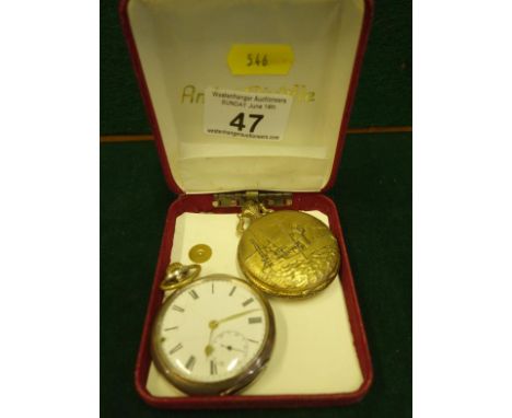 Pocket watch set in 800 silver, top wind action, back plate with inscription 1-2 Chronometer Leyonet visible spiral, Breguet 