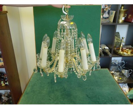 Collection of 3 good quality Bohemian crystal glass chandeliers, matching set comprising 2 with 8 branch light fitting and 1 