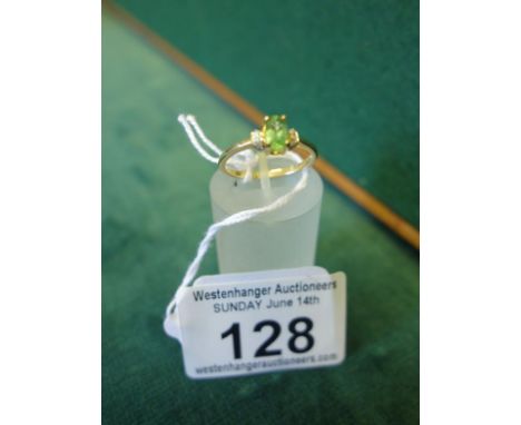 9ct gold Diamond and tourmaline Ladies ring size L,